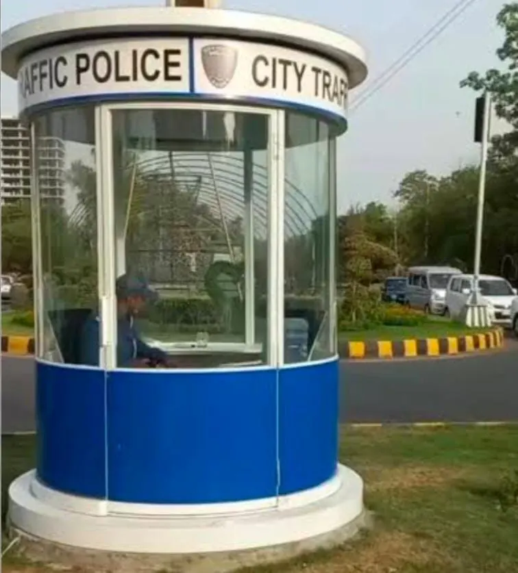 Traffic cabin on road