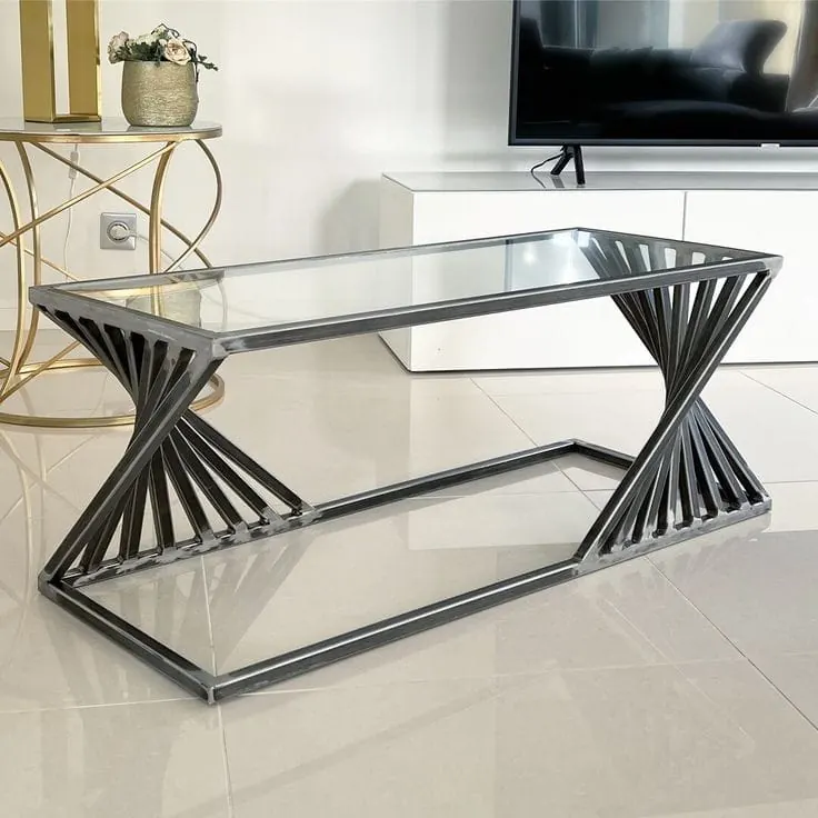 Custom metal glass coffee table