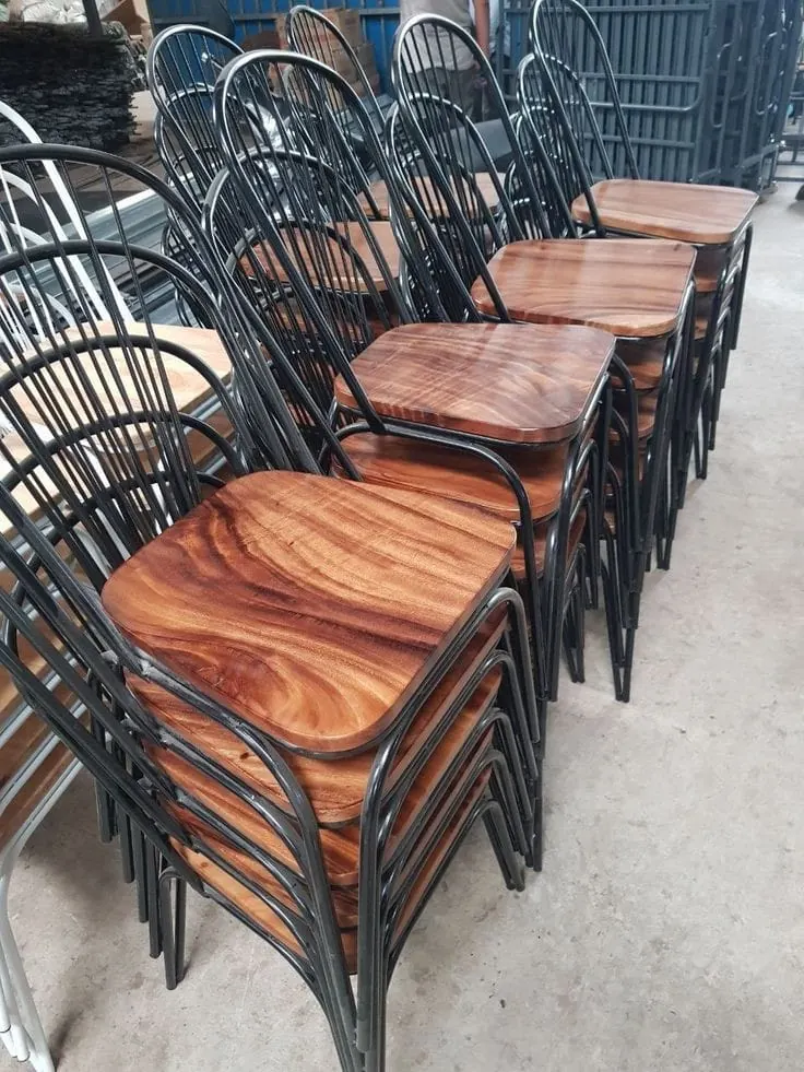 Wood and metal chairs